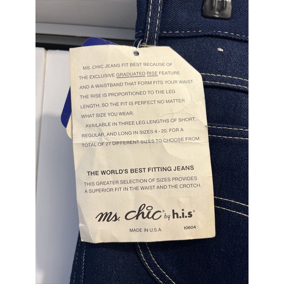 VTG Chic by H.I.S. High Waisted Blue Jeans Size 14 Long/Tall NWT Made In USA - Picture 7 of 12